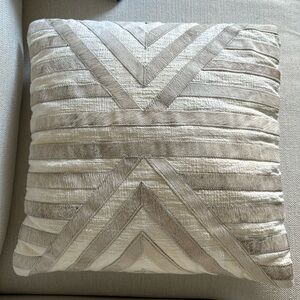 Serena & Lily Cowhide and Linen White Throw Pillow